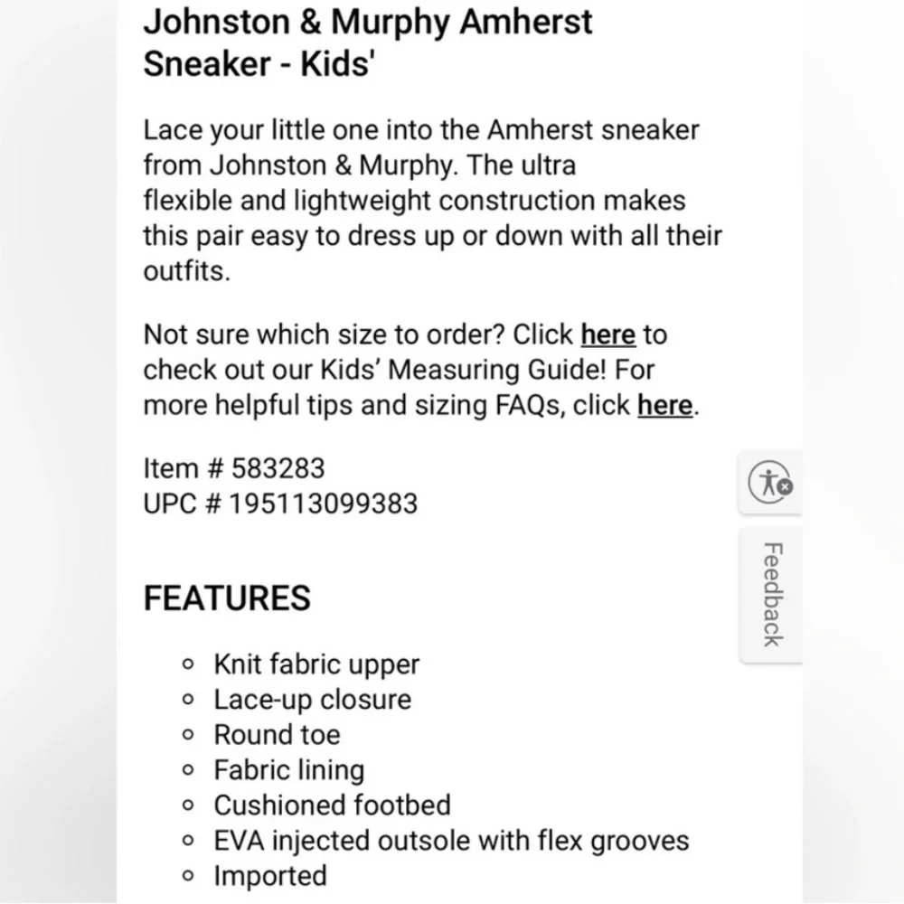 Johnston & Murphy Amherst Knit Navy Comfort Dress Sneakers Boys Size 3M